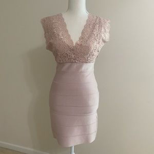 bebe Bodycon Lace Bodice Dress